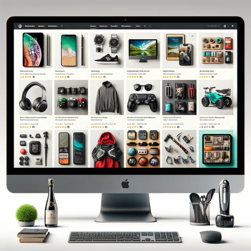 Customer Reviews of Squarespace E-Commerce Features - Desktop screen displaying various gadgets.