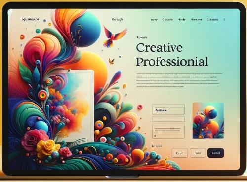Squarespace Templates for Creative Professionals-Cartoon of colorful, modern Squarespace creative for professional template.