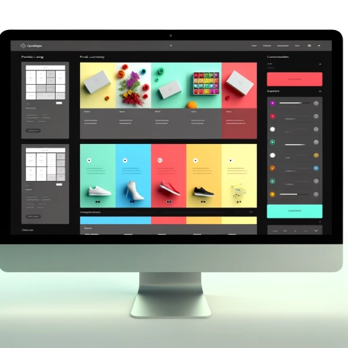 How to Use Squarespace E-Commerce Features - Computer screen with colorful interface.