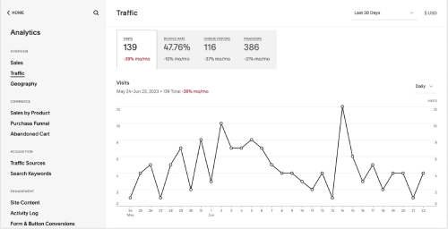 Implement SEO Tools on Squarespace - Traffic analytics graph.