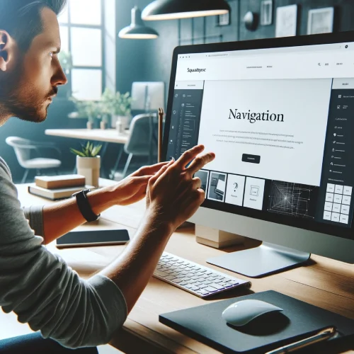 Squarespace Custom Navigation - an image of a website owner working on customizing their Squarespace navigation