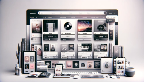 Squarespace E-Commerce Features for Digital Products - Computer screen displaying digital products.