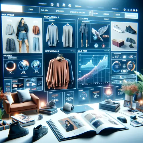 Squarespace E-Commerce Features for Fashion Retailers - Virtual fashion merchandise display with interactive screens.