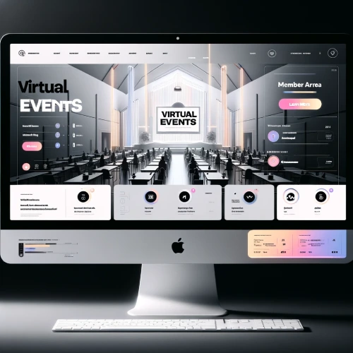  Squarespace Member Area - iMac showing a website for virtual events.