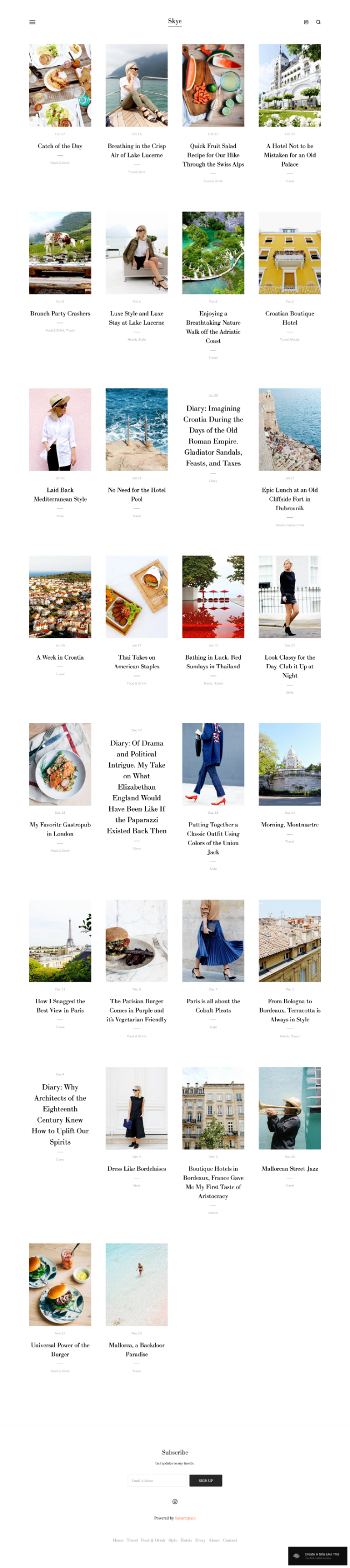 skye squarespace demo website